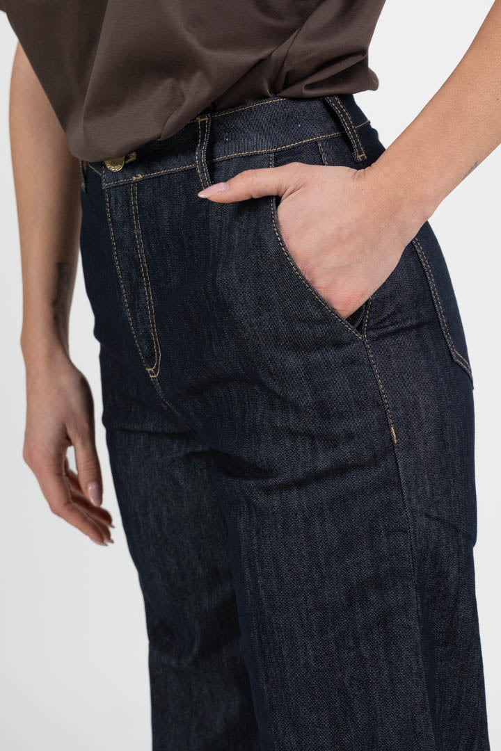 Jeans Wide Leg in Denim Scuro – Vicolo