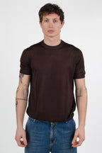 T-shirt in Maglia di Cotone – Marrone Cioccolato - Out Fit