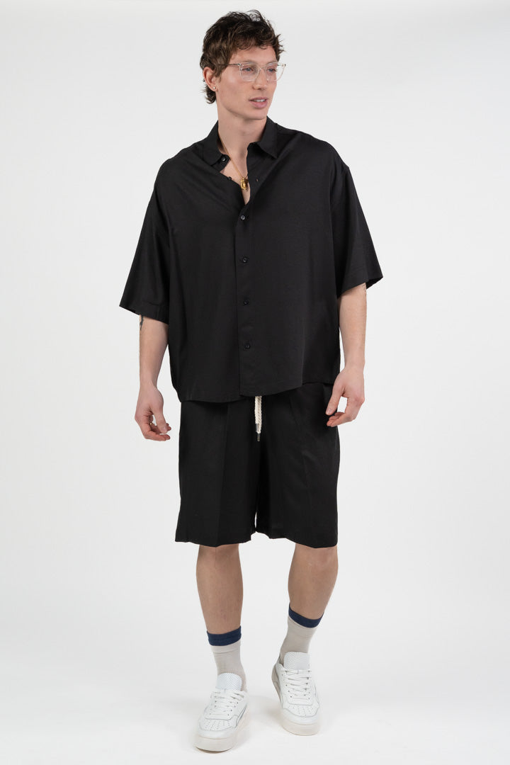 Camicia Nera Oversize in Set Coordinato - Berna