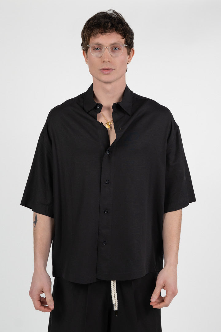 Camicia Nera Oversize in Set Coordinato - Berna
