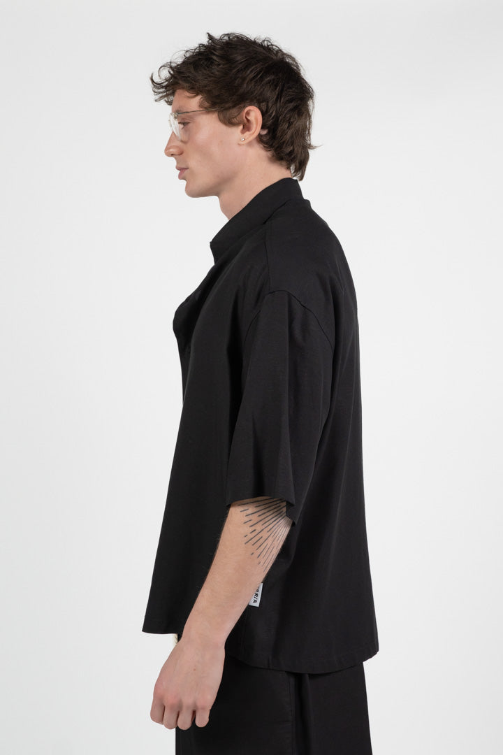 Camicia Nera Oversize in Set Coordinato - Berna