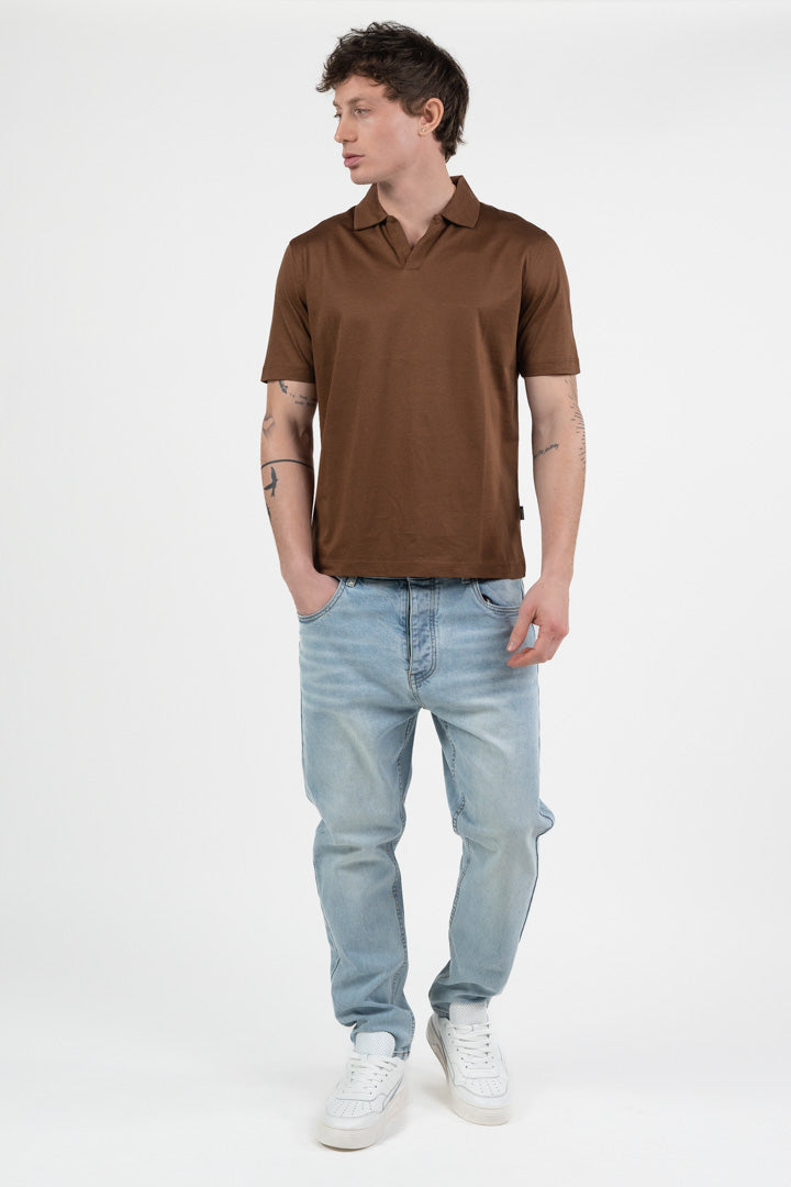 Polo in Maglia Rasata – Marrone Cioccolato - At.p.co
