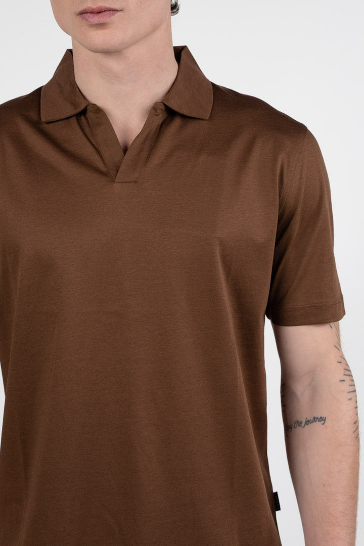 Polo in Maglia Rasata – Marrone Cioccolato - At.p.co