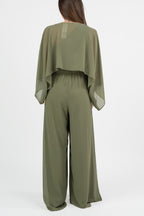 Tuta elegante in Georgette con coprispalle verde salvia - Penny Black