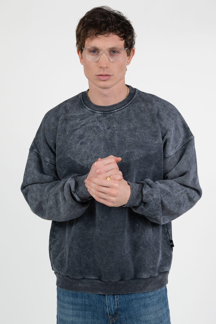 Felpa Girocollo Oversize – Acid Wash Grey - Patrizia Pepe