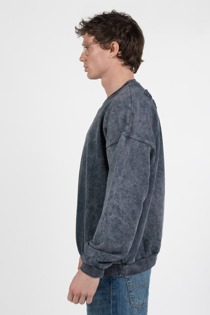 Felpa Girocollo Oversize – Acid Wash Grey - Patrizia Pepe