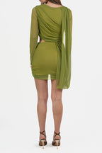Mini Dress Drappeggiato verde lime - Berti Mode Collection