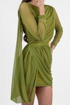 Mini Dress Drappeggiato verde lime - Berti Mode Collection