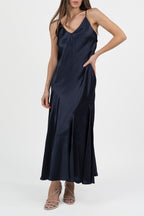 Abito slip dress in raso blu notte - Marella