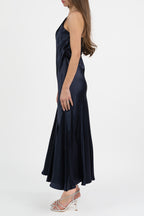 Abito slip dress in raso blu notte - Marella