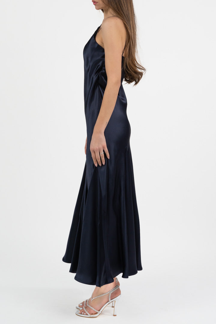 Abito slip dress in raso blu notte - Marella
