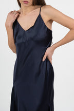 Abito slip dress in raso blu notte - Marella