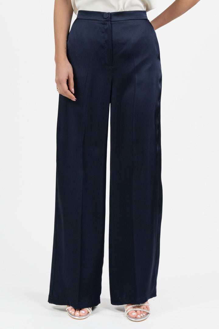 Pantalone in raso blu notte - Emme Marella