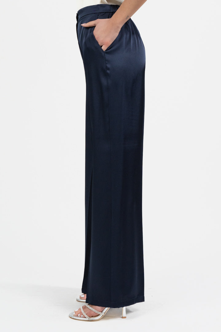 Pantalone in raso blu notte - Emme Marella