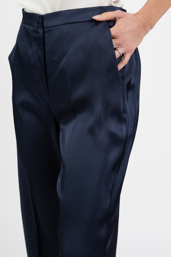 Pantalone in raso blu notte - Emme Marella