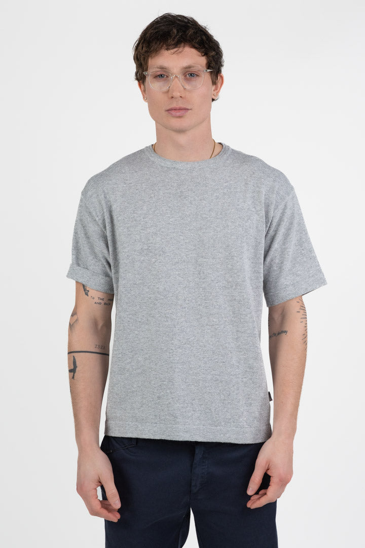 T-Shirt in Filo di Cotone  Grigio Melange - Out Fit