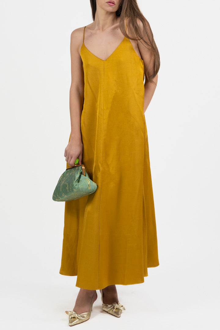 Abito Midi Satinato con Scollo a V - Marella