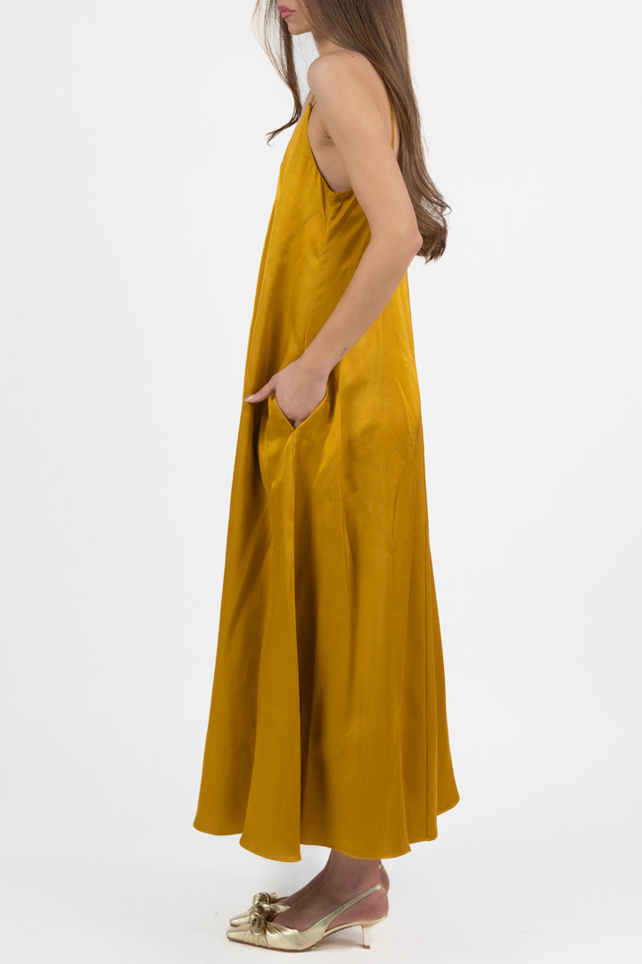 Abito Midi Satinato con Scollo a V - Marella