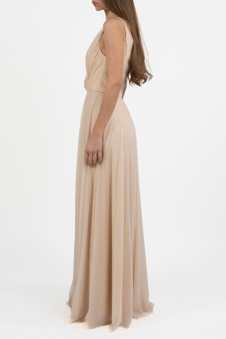 Abito monospalla in lurex oro - Berti Mode Collection