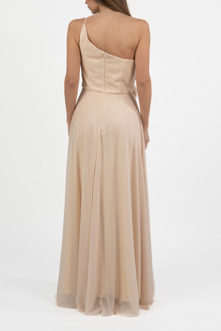 Abito monospalla in lurex oro - Berti Mode Collection