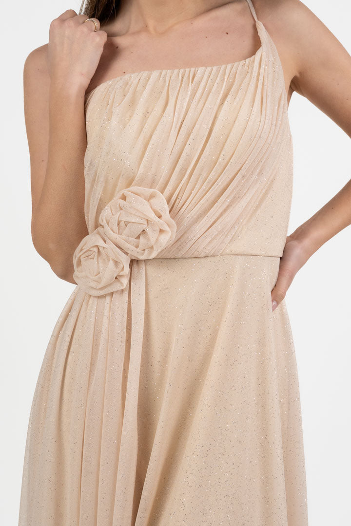 Abito monospalla in lurex oro - Berti Mode Collection