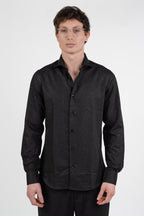 Camicia "Night Star" Slim Fit – Nero Glitter  - Adriano Langella