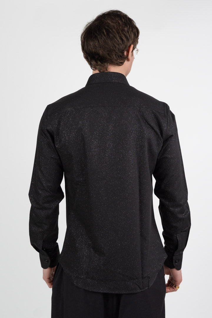 Camicia "Night Star" Slim Fit – Nero Glitter  - Adriano Langella