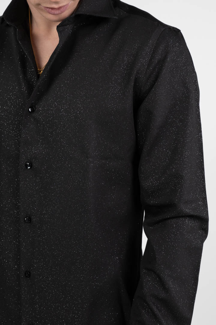 Camicia "Night Star" Slim Fit – Nero Glitter  - Adriano Langella