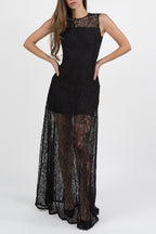 Abito lungo in pizzo con scollo nella schiena - Gaudì