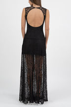 Abito lungo in pizzo con scollo nella schiena - Gaudì