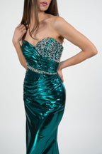 Abito da Sera Sirena Verde Smeraldo Metallizzato - Berti Mode Collection