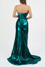 Abito da Sera Sirena Verde Smeraldo Metallizzato - Berti Mode Collection