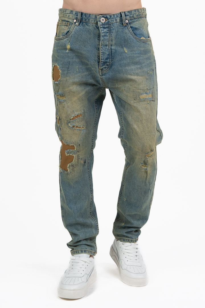 Jeans Denim "Used Effect" – Streetwear Style- Berna