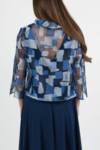 Giacca  Elegante in Organza Jacquard – Blu e Argento - Berti Mode Collection