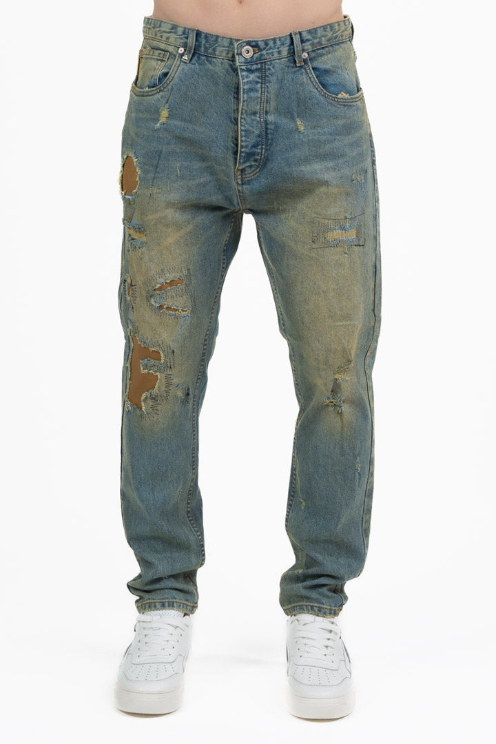 Jeans Denim "Used Effect" – Streetwear Style- Berna