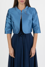 Bolerino Strutturato in Mikado Satinato – Azzurro Polvere