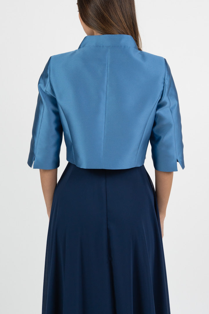 Bolerino Strutturato in Mikado Satinato – Azzurro Polvere