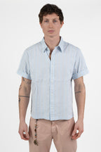 Camicia a Maniche Corte in Cotone e Lino a Righe – Azzurro Cielo -Levi's