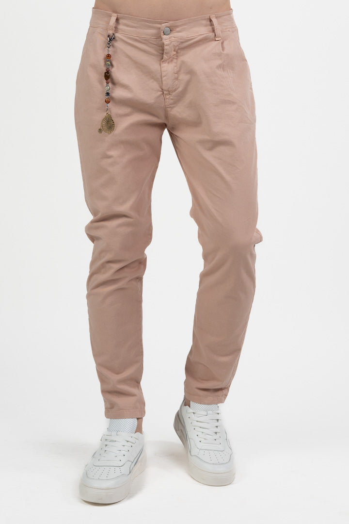 Pantalone Chino Slim Fit in Cotone Stretch – Rosa Polvere - Over/d