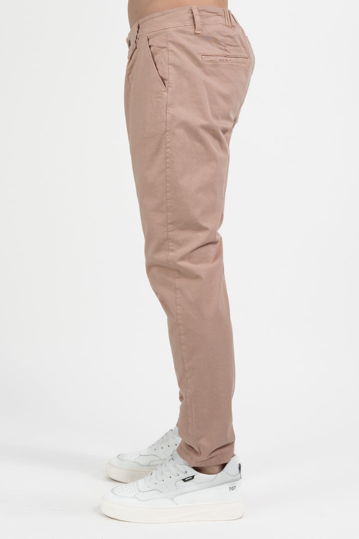 Pantalone Chino Slim Fit in Cotone Stretch – Rosa Polvere - Over/d