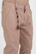 Pantalone Chino Slim Fit in Cotone Stretch – Rosa Polvere - Over/d