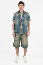 Camicia Denim con Lavaggio Acid e Strappi - I'm Brian