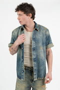 Camicia Denim con Lavaggio Acid e Strappi - I'm Brian