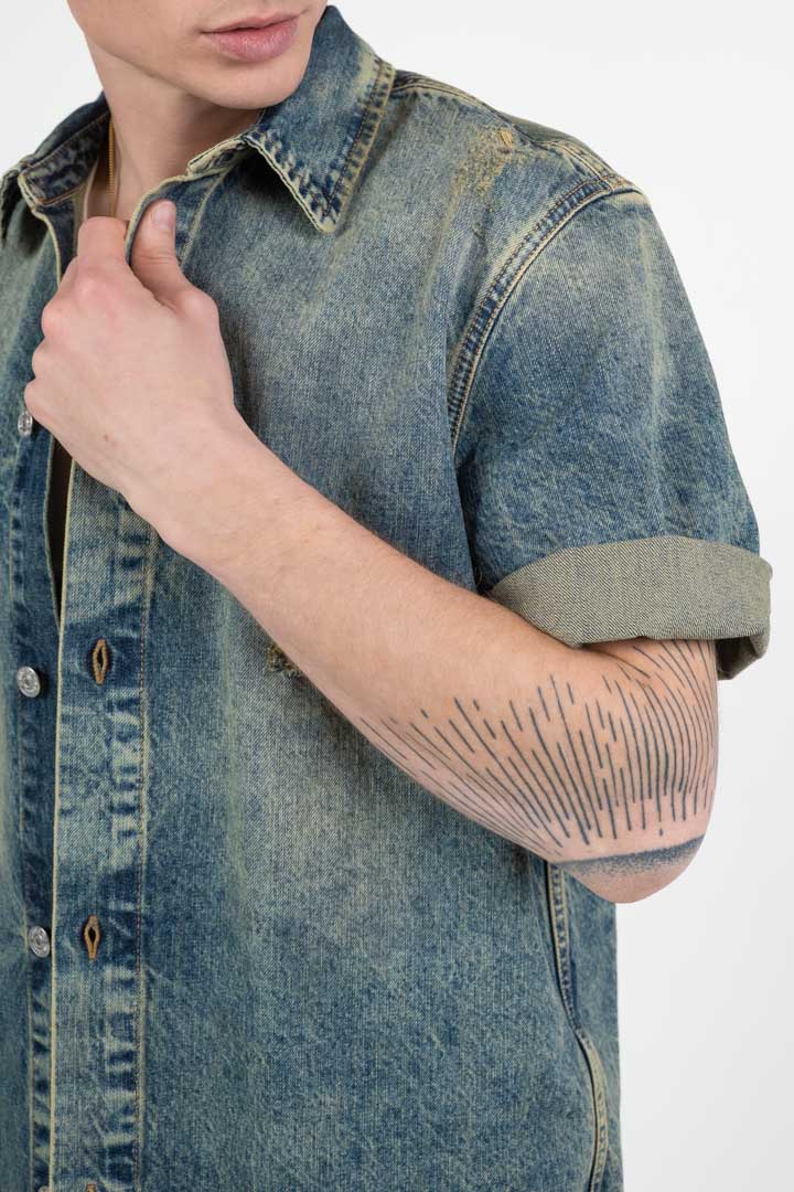 Camicia Denim con Lavaggio Acid e Strappi - I'm Brian