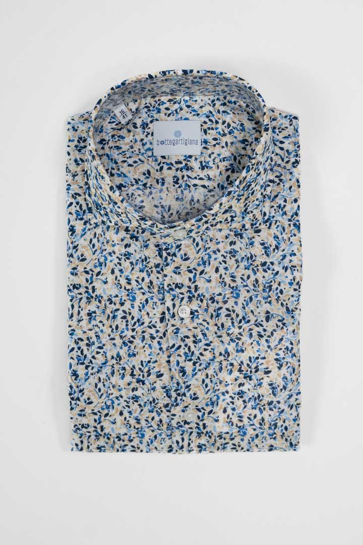 Camicia in Lino a Micro-Stampa Floreale – Bottega Artigiana