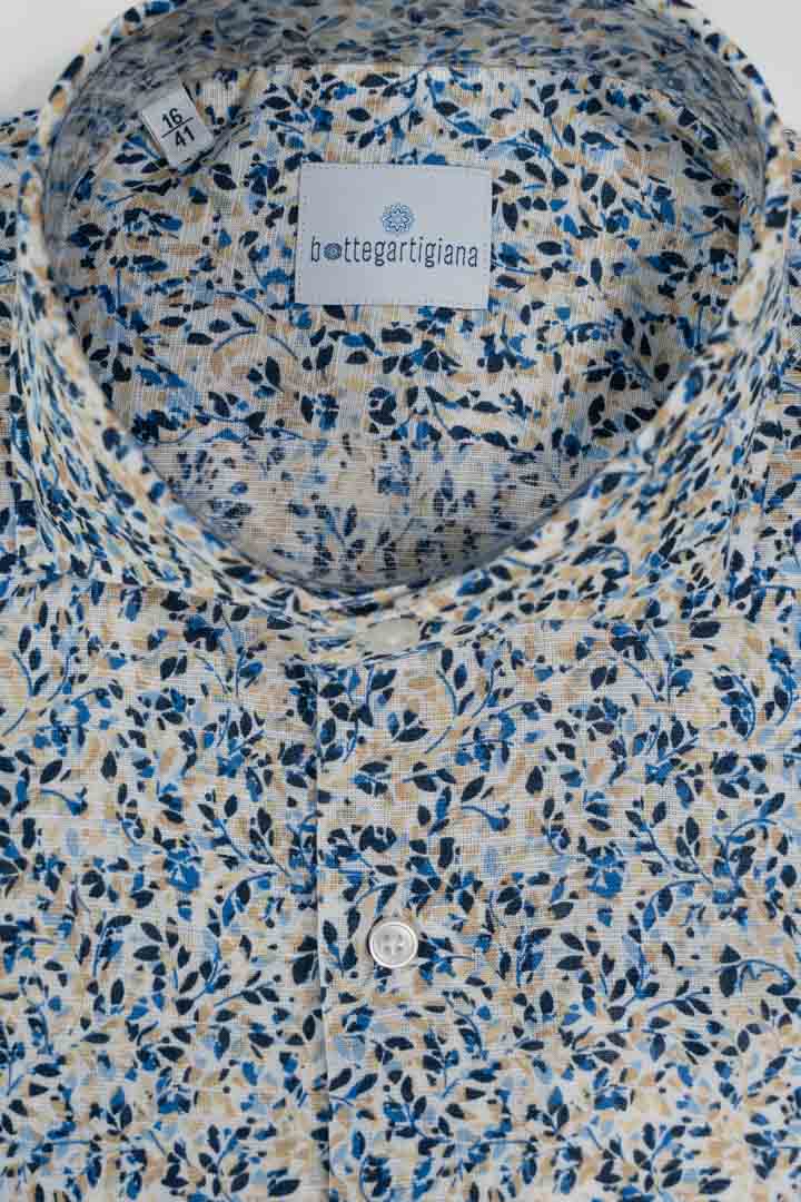 Camicia in Lino a Micro-Stampa Floreale – Bottega Artigiana