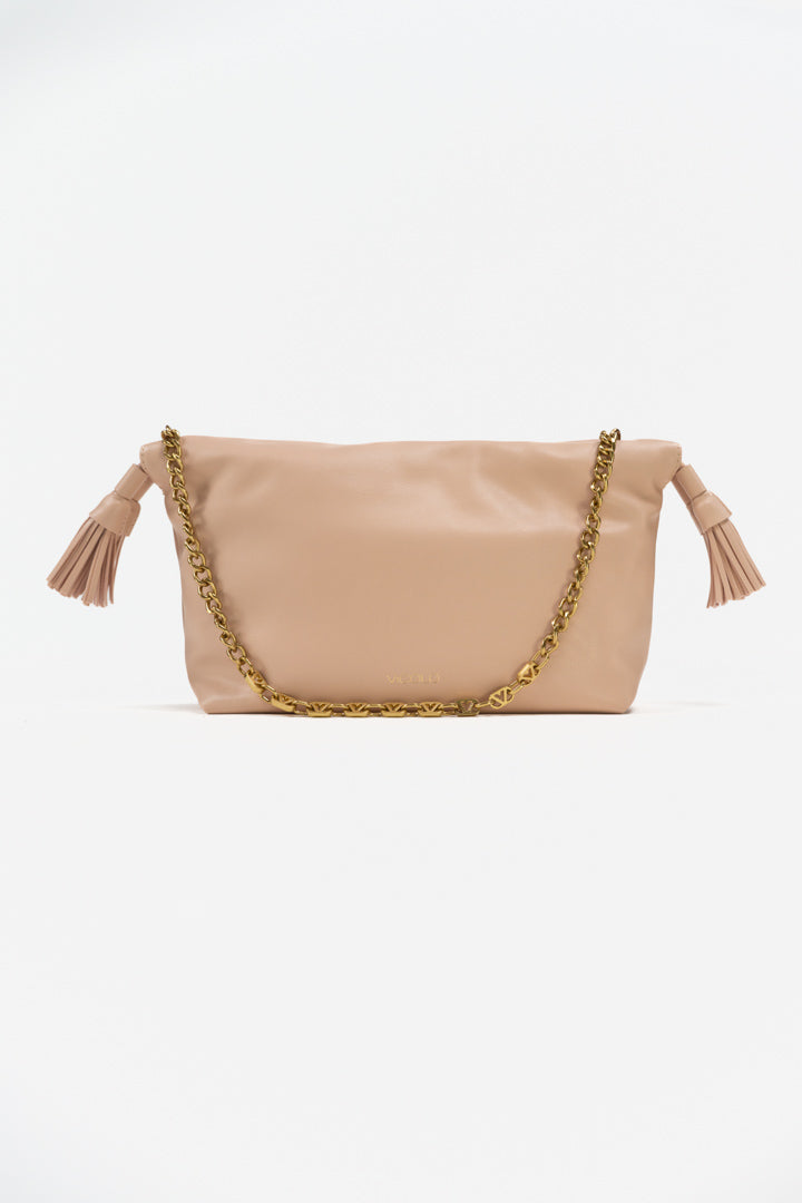 Borsa "Soft Clutch" con Tracolla  e Nappe rosa cipria - Vicolo