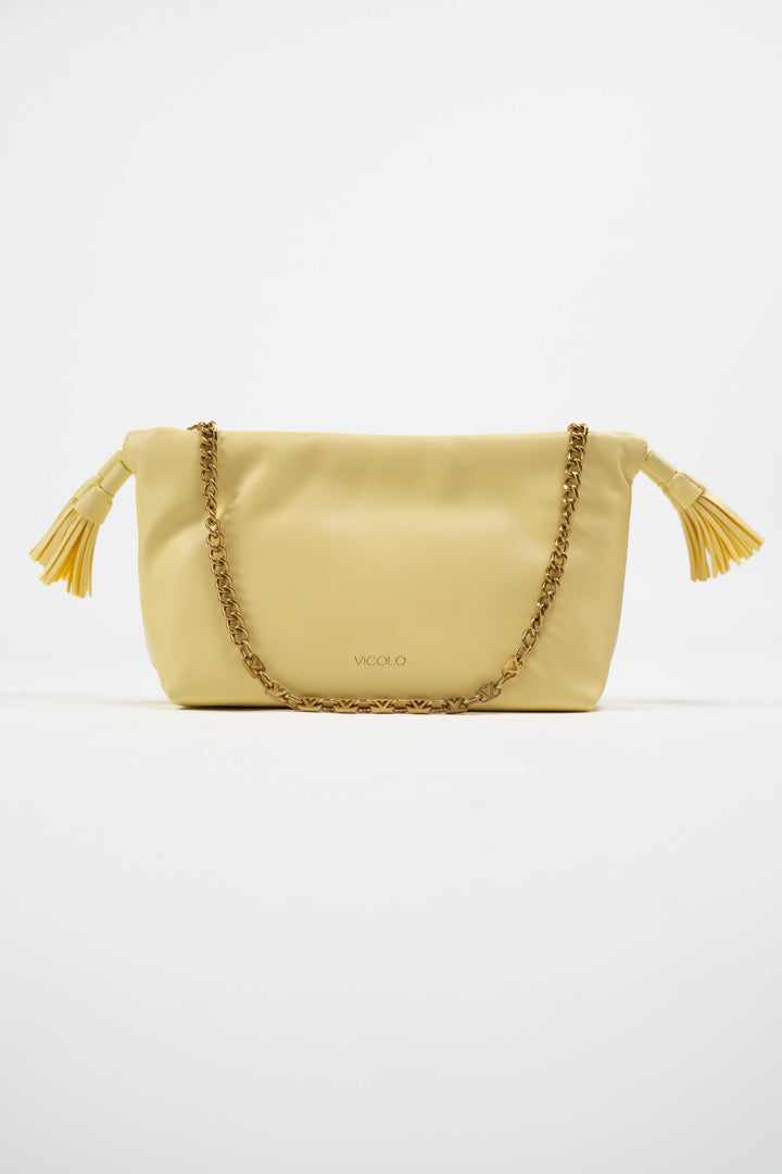 Borsa "Soft Clutch" con Tracolla  e Nappe giallo pastello - Vicolo