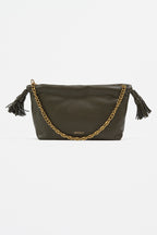 Borsa "Soft Clutch" con Tracolla  e Nappe verde oliva - Vicolo