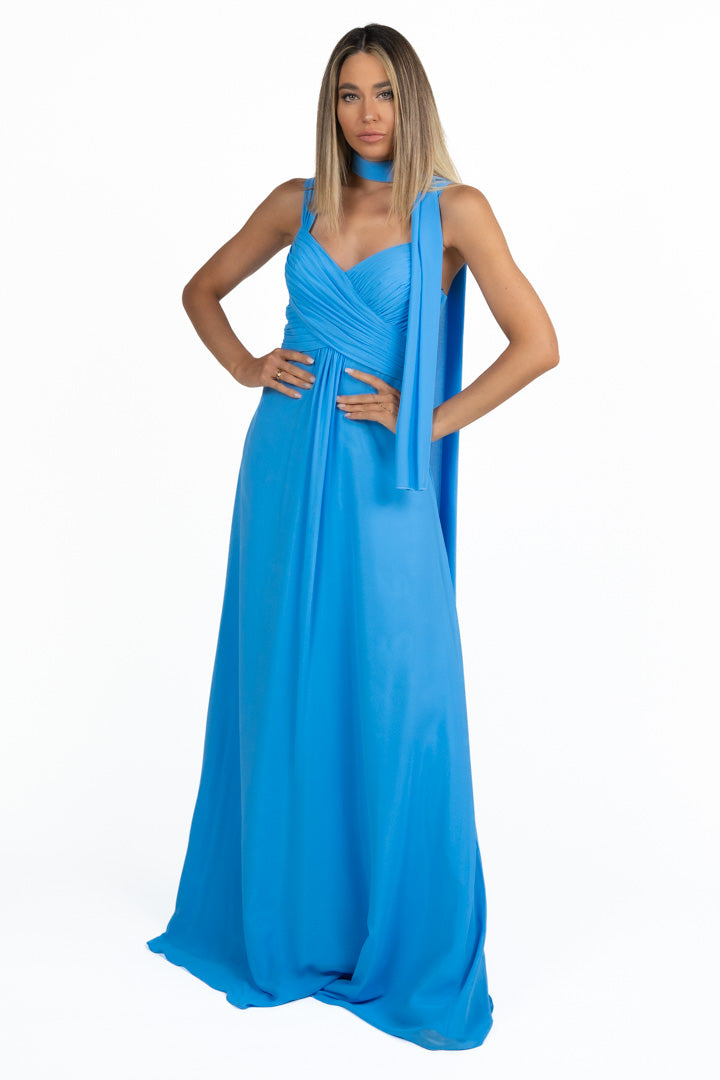 Abito Lungo da Cerimonia azzurro - Berti Mode Collection